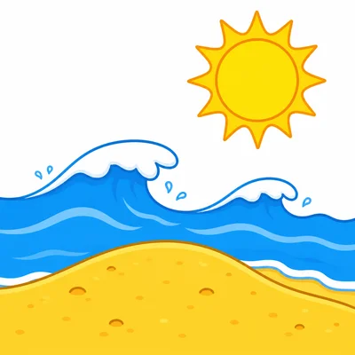 A sunny beach scene.