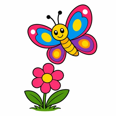 A butterfly flying above a flower.