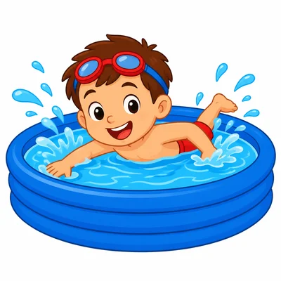 A child swimming in a pool.