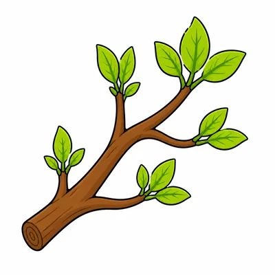 New green leaves growing on a branch.