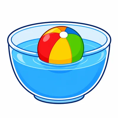 A rubber ball floating on water.