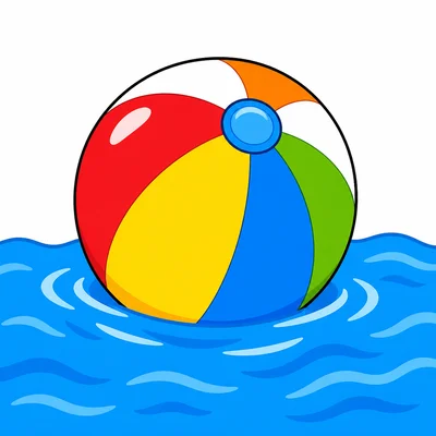 A beach ball floating on water.