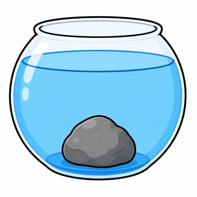 A rock sunk to the bottom of water.