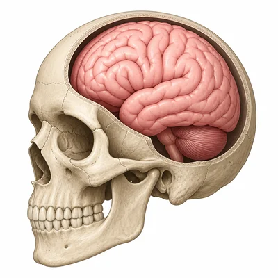 Skull protecting the brain.