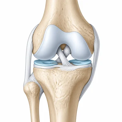 Movable joint with cartilage and ligaments allowing bones to bend.