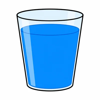 Blue liquid taking the shape of a cup.