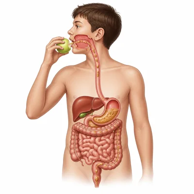 Path food follows through the digestive tract.