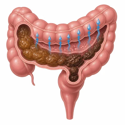 Large intestine absorbing water from leftover material.