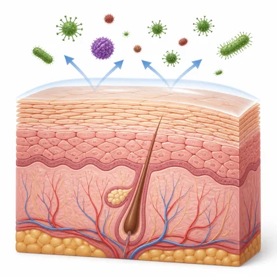 Skin layers forming a barrier that keeps germs out of the body.