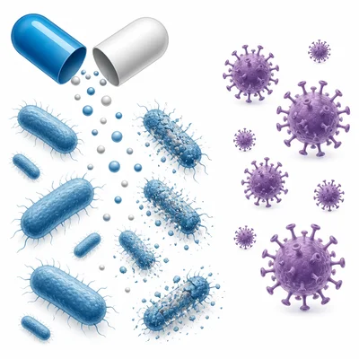 Antibiotic medicine affecting bacteria but not nearby viruses.