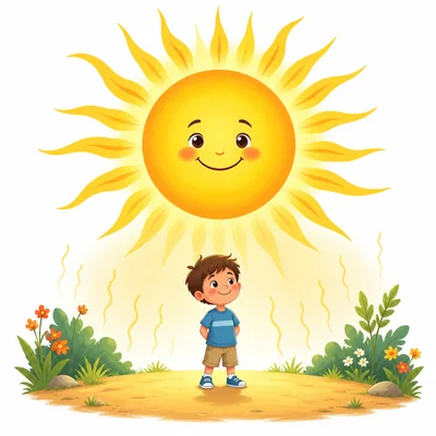 A bright Sun gives off light and warmth.
