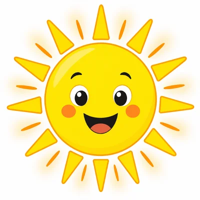 A bright Sun shining with warm rays.