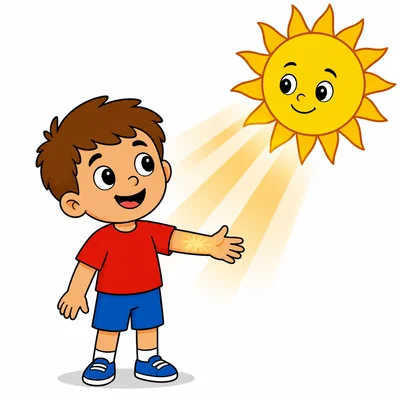 Sunlight warming a child’s skin.
