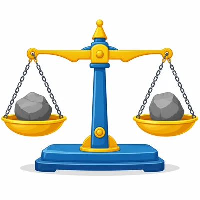 Two rocks on a balance scale.