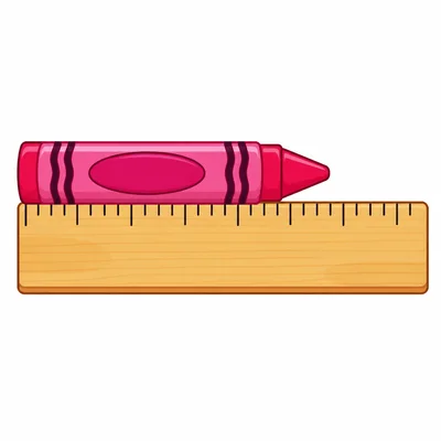 A crayon lined up with a ruler.