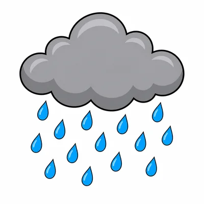 Raindrops falling from a gray cloud.