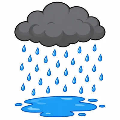 Rain falling from a dark cloud.