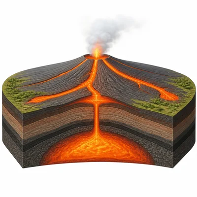 A wide volcano with gentle slopes and easy-flowing lava.
