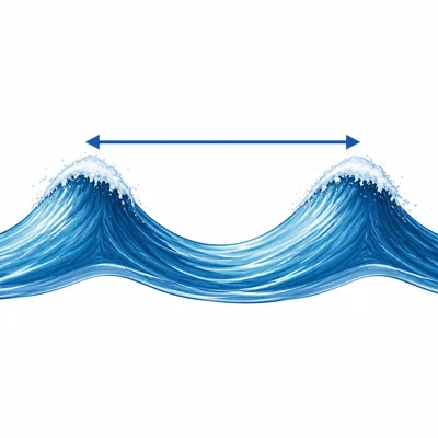 A wave with an arrow spanning from one crest to the next crest.