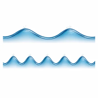 Two waves showing that higher frequency has shorter spacing between crests.