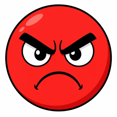 A cartoon face showing anger with furrowed eyebrows.