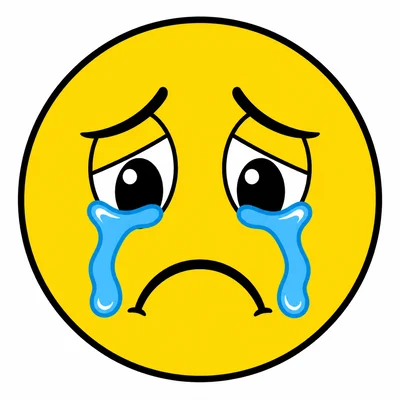 A crying face with tears and a frown.