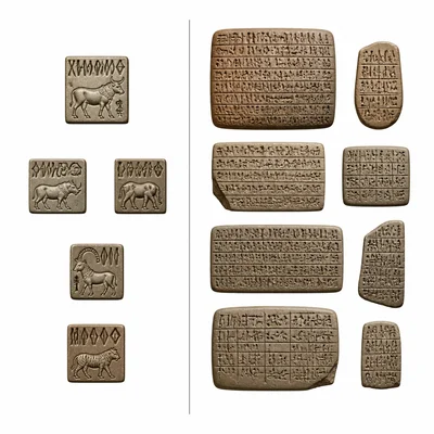 Indus seals shown beside more extensive ancient written records.