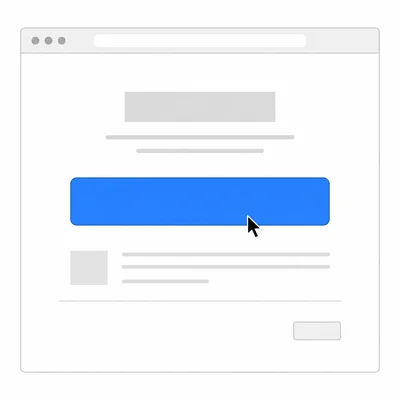 Website interface with a large bright button and a much smaller gray button, illustrating a dark pattern.