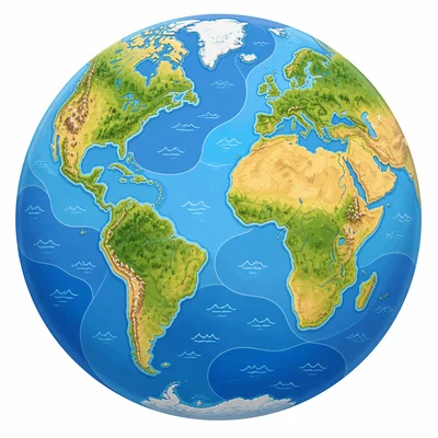 A globe emphasizing the oceans.