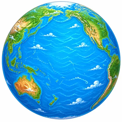 A world map highlighting the Pacific Ocean.