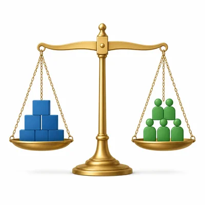 A balanced scale represents supply and demand being equal.