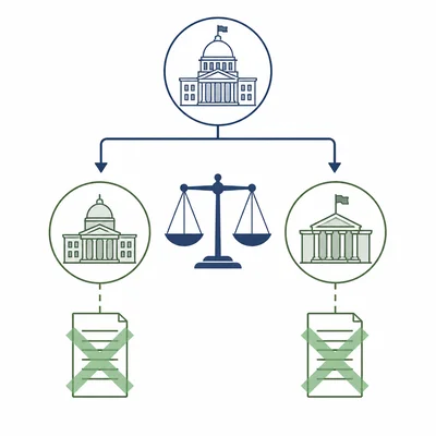 Hierarchy diagram showing federal law taking priority over conflicting state law.