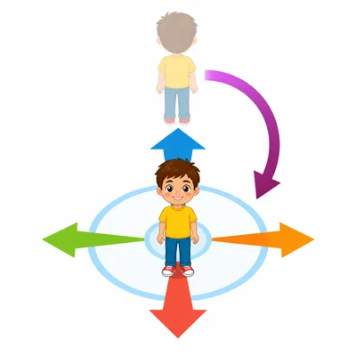 A child turns around from facing upward to facing downward.