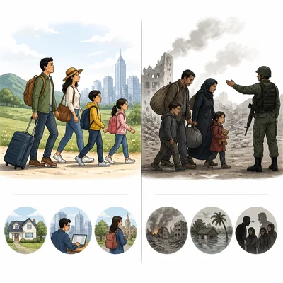 Comparison of voluntary migration and forced removal.