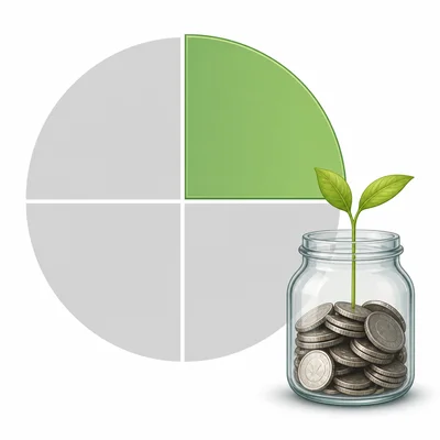 One quarter of a budget is shown as the saved portion.