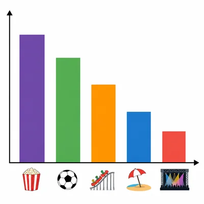 Bar chart of favorite events with the concert bar shown as the shortest.