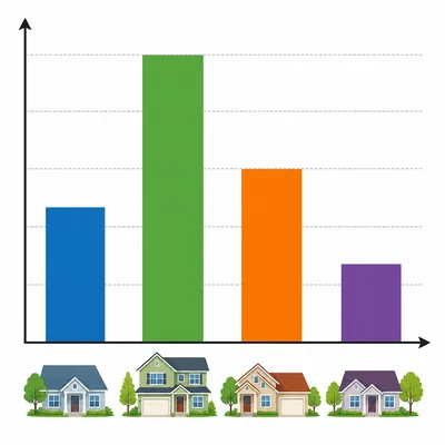 Bar graph of people moving into a neighborhood with the second year shown as the highest.