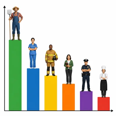 Bar chart of community jobs with the farmer bar shown as the tallest.