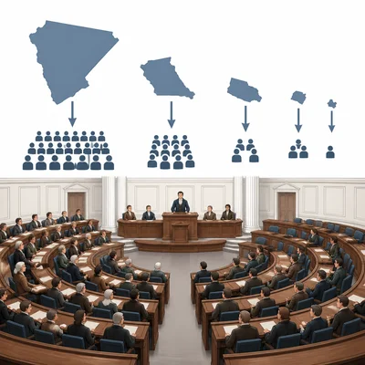 Large states appear to have more influence in a legislative chamber, representing the Virginia Plan.