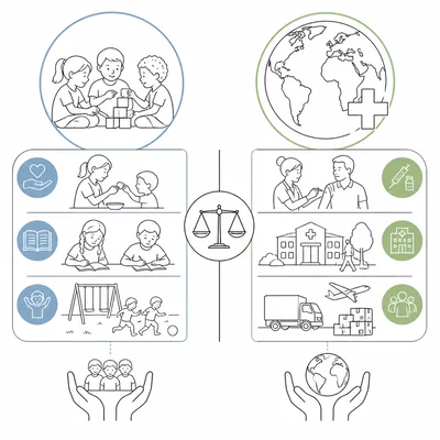Comparison of child-focused aid and global health care work.