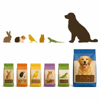 Five similar small pet weights and one much larger pet weight.
