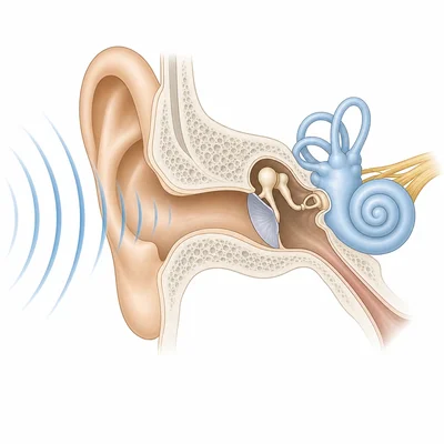 Sound waves entering an ear.